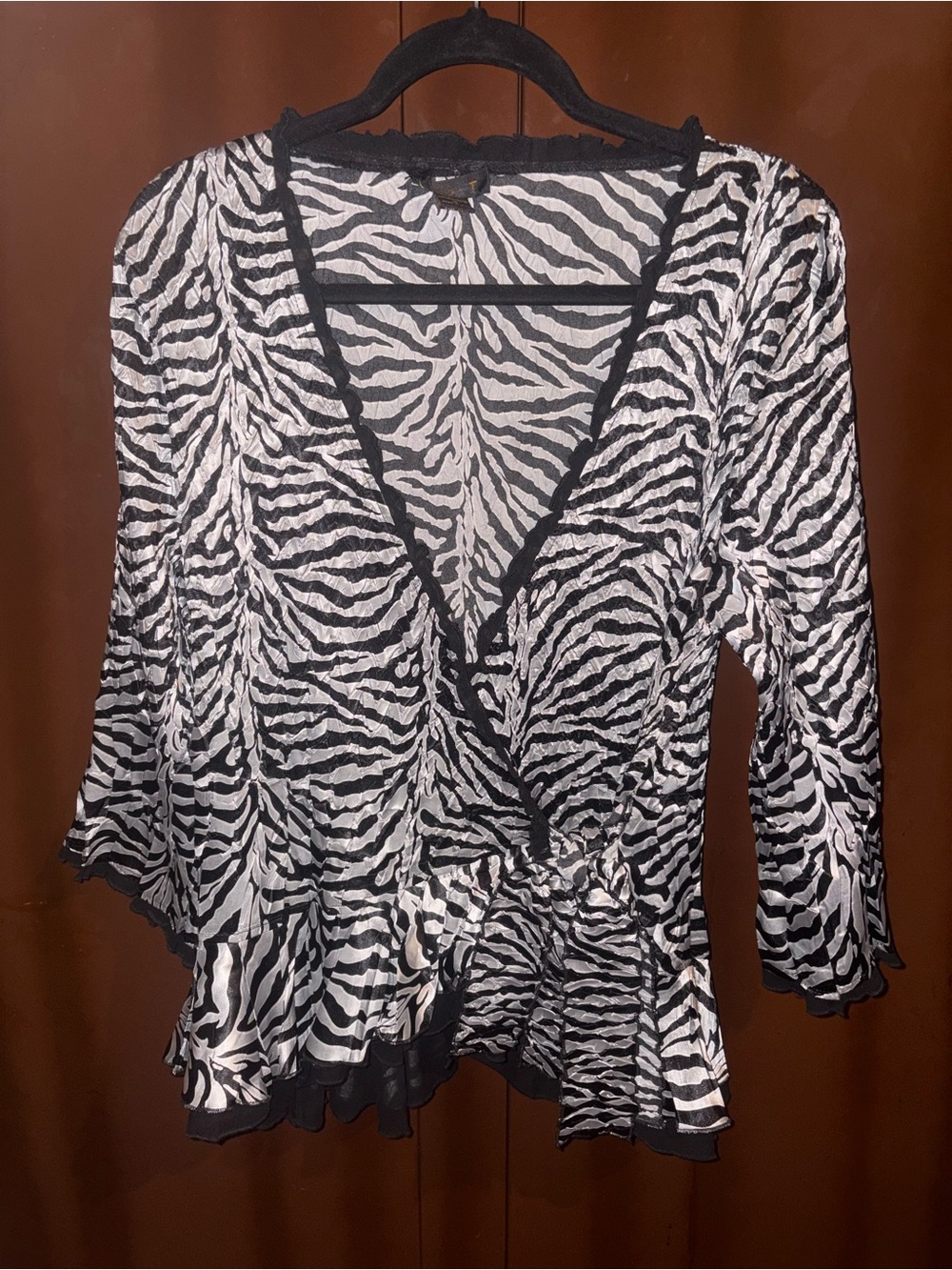 Vintage Jerry T Zebra Wrap Top